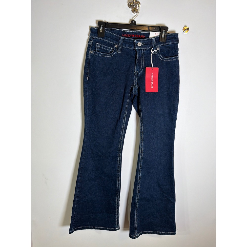 NWT Lucky Brand Womens Low Rise Flare Jeans Dark Wash Advanced Stretch 4/27A NEW - Picture 1 of 7